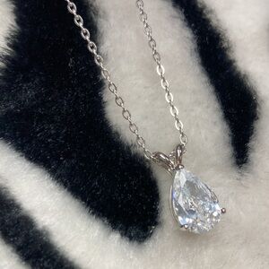 Moissanite Teardrop Silver Necklace
